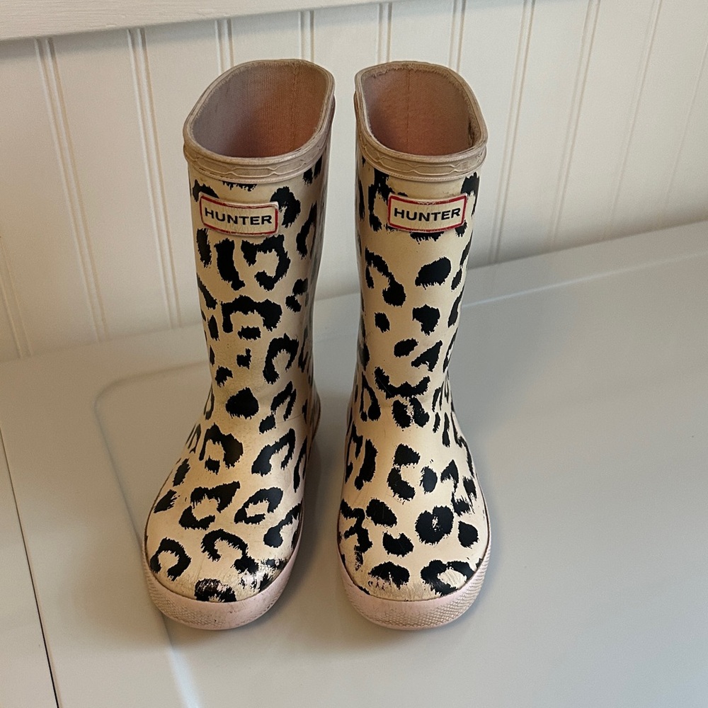 Hunter Beige and Black Animal Print Boots